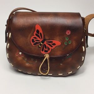 G S WILKINS Hand Crafted Leather Butterfly Purse